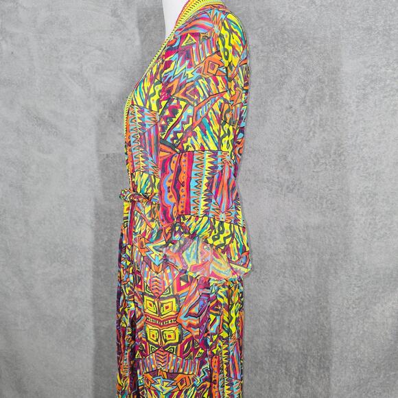 Agua Bendita Silk Chromatic Tribal Ceremonia Tunica Cover-Up One Size - Picture 2 of 7